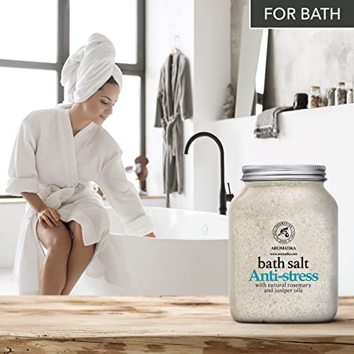 De-Stress Bath Salt 46 Oz - 100% Natural & Pure Salt Essential Oils Rosemary & Juniper - Best for Good Sleep - Relaxing - Calming - Body Care - Beauty - Aromatherapy - Stress Relief - Image 6