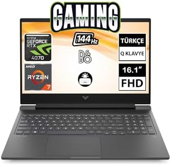 HP Victus Laptop 16 - S0005NT AMD Ryzen 7-7840HS 16GB RAM 512GB SSD 8GB GeForce RTX 4070 16.1 inç FHD FreeDOS Siyah 7Z4Q7EA - Görsel 1