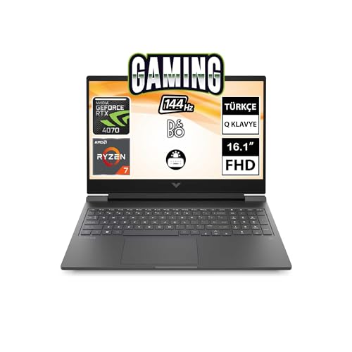 HP Victus Laptop 16 - S0005NT AMD Ryzen 7-7840HS 16GB RAM 512GB SSD 8GB GeForce RTX 4070 16.1 inç FHD FreeDOS Siyah 7Z4Q7EA