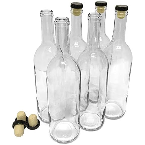 nicebottles Wine Bottles with Corks, Clear, 750ml - Pack of 6 Cover