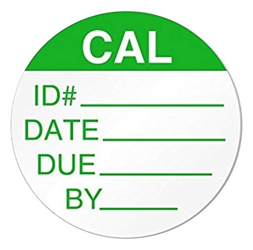 "Cal ID…" Calibration Label, 3/4" Round, Flexible White Vinyl with Permanent Adhesive in Dispenser Box - Roll of 250 Labels