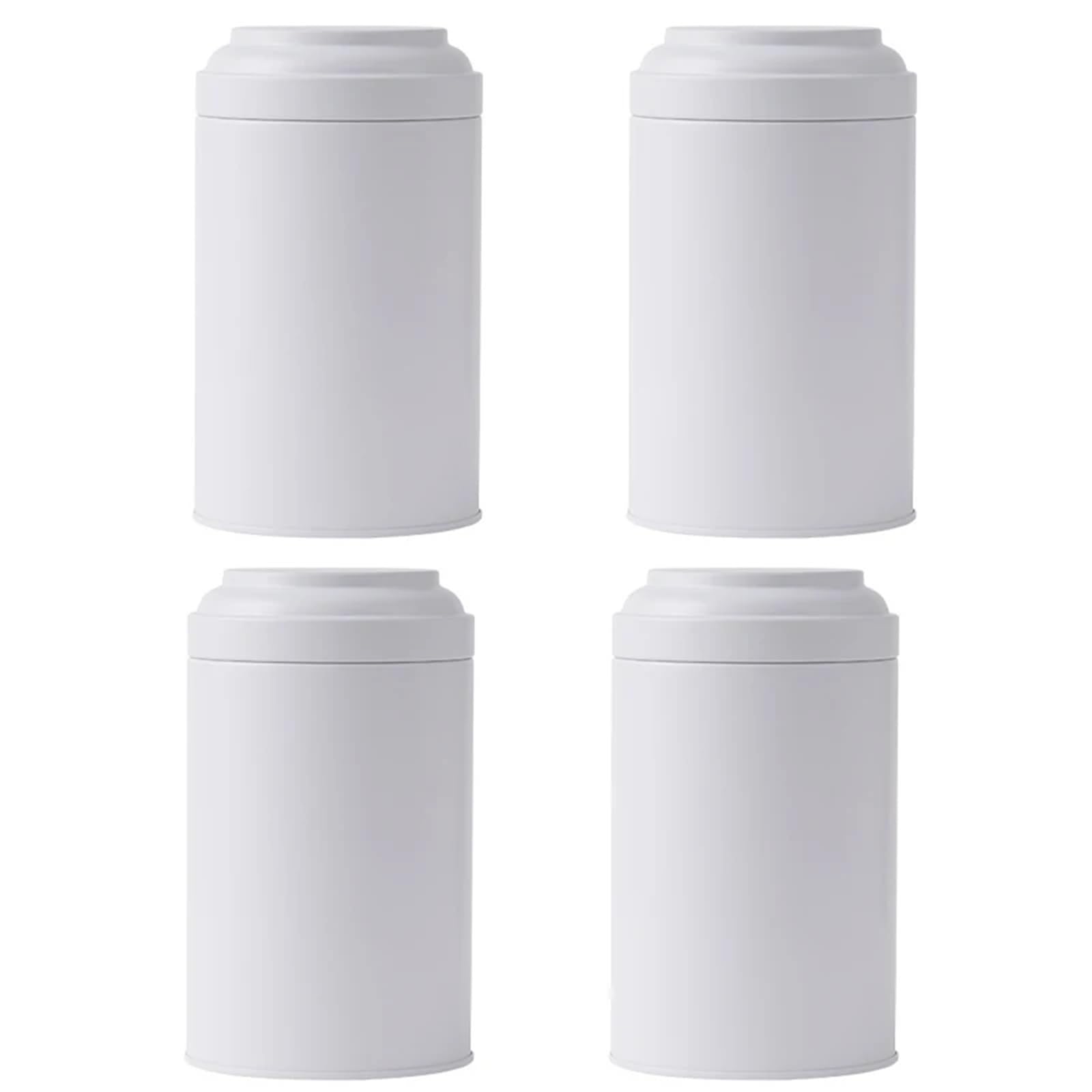 UBOHUZ 4pcs Tea Tinplate Canister Kitchen Loose Leaf Storage Containers Candy Jar Tin Can Box for Tea, Coffee(White)