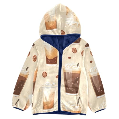 Iced Coffee Girls Fleece Jacket Girls Fall Jacket Girls Zip Up Hoodie Girls Sherpa Jacket 2-10T