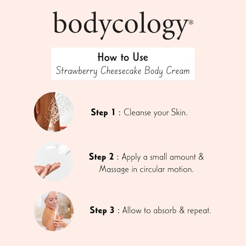 Image of Bodycology Strawberry Cheesecake Body Cream | Shea Butter, Cocoa Butter, Jojoba Oil | Paraben & Phthalete Free | Long-Lasting Hydration, Moisturises, Improves Skin Textures - 227g (Pack of 1)