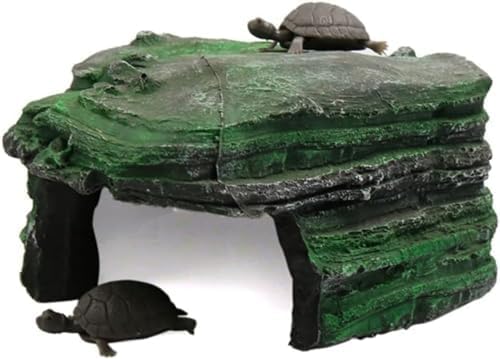 浮き島 水槽台 日光浴 爬虫類 両生類 生息地 登り石 爪を磨く パッド 保温 保湿 爬虫類の岩 溶岩 石 フードプレート 飼育ケース内装 (B)