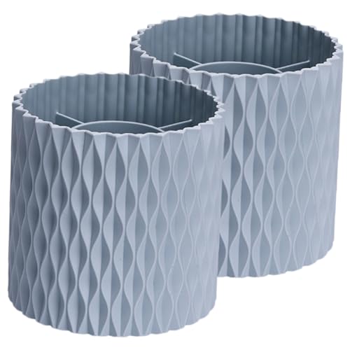Organisateur de pinceaux de maquillage rotatif bleu clair en lot de 2 pots cosmétiques