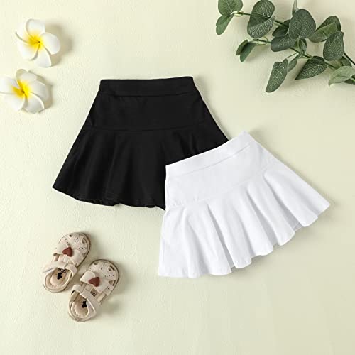 Dieray Toddler Baby Girl Shorts Skirts 18-24 Months 2 Pack Flared Plain Pleated Skater Skirt Sport Skort #TOP1