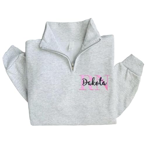 Personalized Nurse Quarter Zip Sweatshirt, Custom Embroidered Nursing Sweater, Registered Nurse Quarter Zip Shirt, Custom Embroidered Hoodies for RN, NP 3 Multi