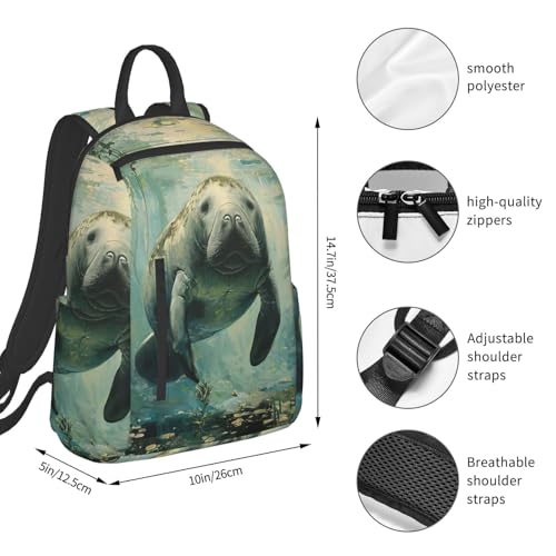 Sac à dos léger lamantin noir pour travail et voyage