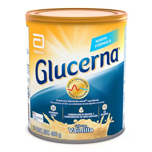 Glucerna - En Polvo Sabor Vainilla 400g, Control de Azúcar, Carbohidratos de Rápida Absorción, con Proteína y Fibra, Vitaminas y Minerales, Sin Azúcar, Clínicamente Comprobado