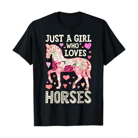 Horse Just A Girl Who Loves Horseback Riding Farm Flower T-Shirt Cover