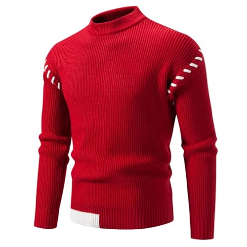 Men's Knitted Sweater Solid Color Warm Street Casual Stand Collar Pullover Sweater4