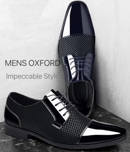 Image of Men's Dress Shoes Faux Patnt Leather Formal Oxford Tuxedo Shoes