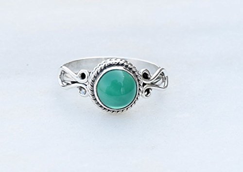 Miniatura 5 de Green Onyx Stone Ring, Handmade 925 Sterling Silver Rings for Women Girls, Natural Gemstone Ring US size 9 Solitaire Ring, Round Stone Ring,