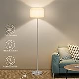 Floor Lamp for Living Room,Fully Dimmable Modern Standing Lamp with Pedal Switch Sliver Tall Pole Re
