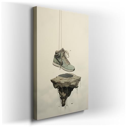 Canvas for Living room. Gravity-Defying Dreams: Surreal Green Sneakers Tethered