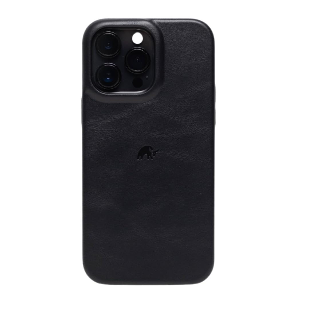 Bullstrap Premium Leather Phone Case Compatible with Apple iPhone 15 Pro Max and MagSafe Charger, Black Edition