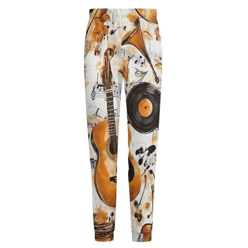Vintage Guitar Records Autumn Leaves Breathable Mens Pajama Pants Lounge Sleep PJ Bottoms Sleepwear Jogger4