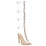 Onlymaker Damenschuhe Fashion High Heels Freie Toe Transparent Strap Riemchen Schnalle Sandale (43 EU-276mm, Schwarz-2)