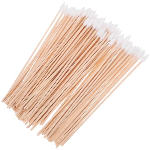 PLAFOPE 100個 シングルチップ木製綿棒 耳掃除用先尖り綿棒 軽量丈夫な天然木ハンドル 携帯便利で変形防止の柔らかい綿先 美容 工業用多目的