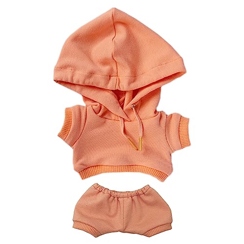 Image of niannyyhouse 10cm Plush Doll Clothes Elastic Solid Sportswear Suits Hoodie Pants Soft Stuffed Plush Toy Dress Up Accessories (Orange, 10cm)