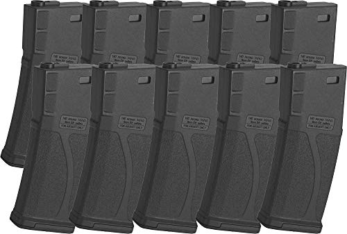 Evike Airsoft - Blue Box 140rd Polymer Midcap Magazine for M4 / M16 Series Airsoft AEG Rifles (Color: Black/Box of 10)