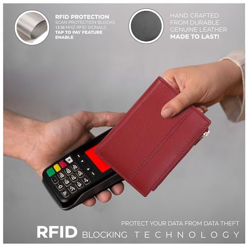 Image of Oak Leathers Wallet For Women Full Grain Leather - Small RFID Coin Purse Credit Card & ID Holder for Ladies,Bifold Wallets for Teenager | Small