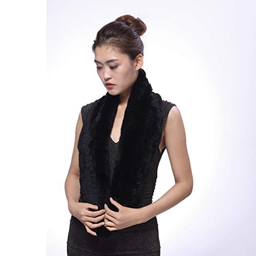 BeFur Womens Winter Knit Rex Rabbit Fur Infinity Scarf | Both-sided Full Fur Available Neck Warmer4