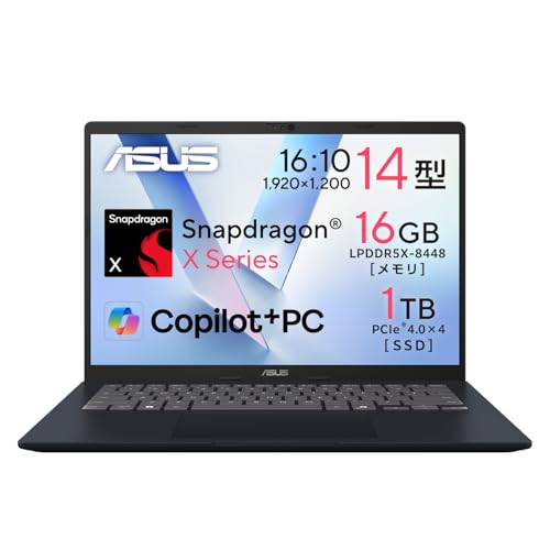 �yAmazon.co.jp����z ASUS �m�[�g�p�\�R�� Vivobook 14 X1407QA 14�C���` Qualcomm Snapdragon X X1-26-100 ������16GB SSD 1TB Windows 11 �o�b�e���[�쓮 21.8��
