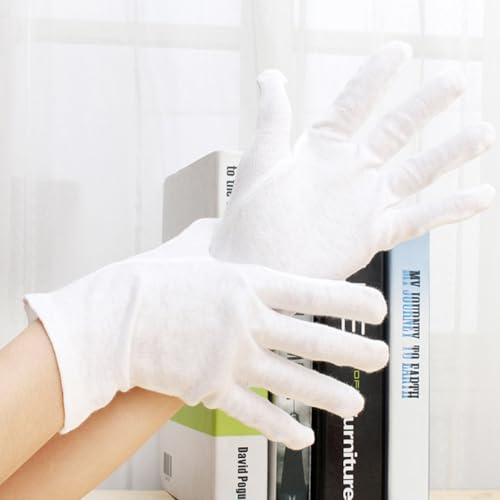 Guantes de algodón blancos (12 pares) reutilizables para trabajo y hogar 2