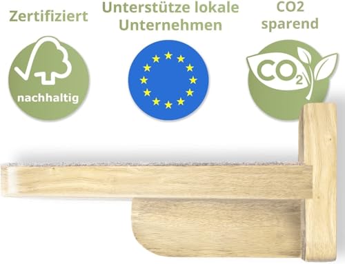 WOOWOOD® Kletterwand Katzen | Katzentreppen 3er-Set | Katzentreppe Wand | Katzen Kletterwand Set | Katzenleiter | Catwalk Katze | Wand Klettern XL - Naturhell