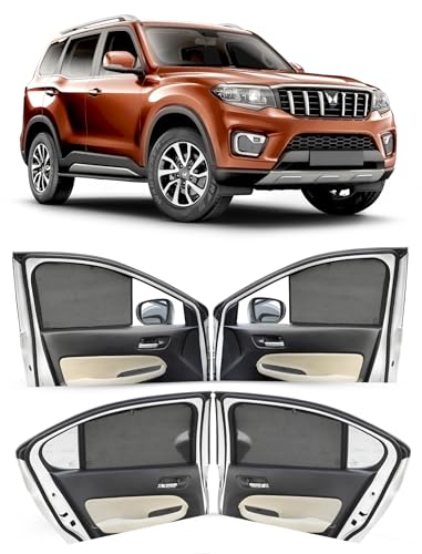Image of Autofact Car Sunshades for Mahindra Scorpio (2022 to 2025), UV Protection, Useful Car Accessories, Custom fit Sun Shades for Side Windows, Set of 6