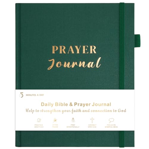 5 MINUTES A DAY Daily Prayer Journal for Woman, Bible Study Notebook for Note Taking, Guide Devotional Journal, Christian Planner Gifts for Women & Men (7.5 x 9”,120 Days)-Dark Green