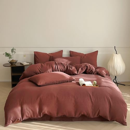 Luxlovery Brick Red Comforter Set Twin Teens Kids Dark Rust Red Bedding Comforter Set Solid Soft Breathable Blanket Quilts 3 Piece Bedding Set for Twin Bed by Luxlovery - Used condition - US$24.79