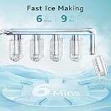 EUHOMY Ice Maker, 9 Cube in 6 Min, Bullet Ice maker, 2 Size Cube, Countertop Ice Machine, 12kg/Day, Self-Cleaning with Ice Scoop & Basket, for Home//Kitchen/Office/RV, Black - Image 3