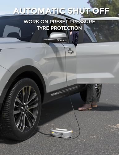 Giraffe Tools 12V DC Retractable Car Tyre Inflator with Cable, 150PSI Portable Air Compressor and Pressure Gauge for Cars, Bikes and Balls - Image 3