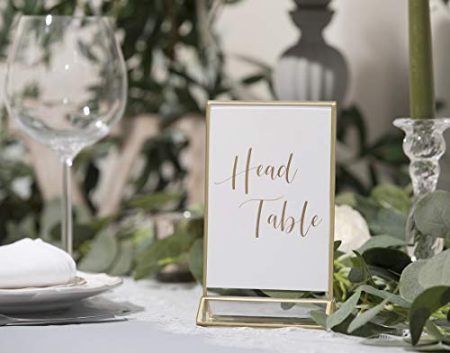 Uniqooo Gold Foil Table Numbers For Wedding | 4X6 Double Sided Number 1-25 & Head Table Card, Calligraphy Design | Ideal Table Sign For Banquet Dinner Party | Pack Of 26 #TOP1