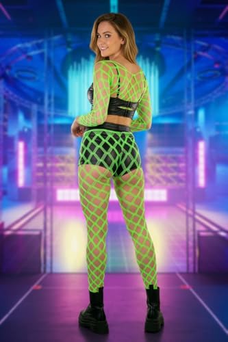 Image of ToBeInStyle Women's Spandex Multi Net Fishnet Set Rave Novelty Party Crop Top & Tights