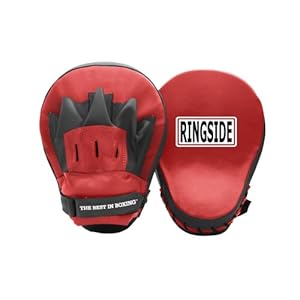 Ringside Curved Boxing MMA Punch Mitts (Pair) Red, 10.5″