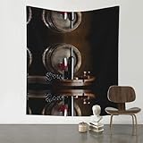 QAZWZML Rotweinflaschen-Glas, 152,4 x 129,5 cm, gemusterter Wandteppich, dekorativer Wandbehang, kann als Wanddekoration, Picknickdecke oder Teppich verwendet werden.
