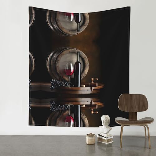 QAZWZML Rotweinflaschen-Glas, 152,4 x 129,5 cm, gemusterter Wandteppich, dekorativer Wandbehang, kann als Wanddekoration, Picknickdecke oder Teppich verwendet werden.