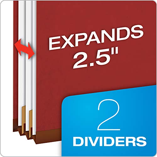 Pendaflex Recycled Classification File Folders, 2 Dividers, 2" Embedded Fasteners, 2/5 Tab Cut, Letter Size, Red (24075R), Specialty, Box Of 10 #TOP1