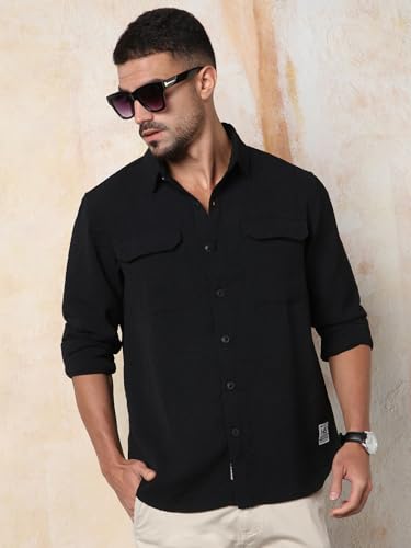 Image of High Star Men's Full Sleeve Double Pocket Shirt | Stylish Casual Shirt for Men | Trendy & Comfortable