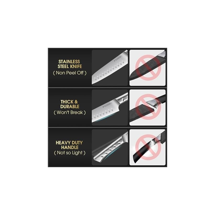 Block Knife Set, 15 PCS German Stainless Steel Sharp Kitchen Knives with Black Acrylic Stand, Professional Chef Knife Set with Steak Knives, Sharpener and Scissors