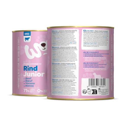 WOW Dog Welpen-Nassfutter mit Rind 6 x 800g | ohne Getreide & Zucker