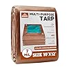 Tarp 10x12 ft 100% Waterproof 7mil Durable Grommets and Reinforced Edges,Uv Resistant,Green/Brown Tarp,Emergency Rain Shelter,Outdoor Cover and Camping Use -by MVPNET