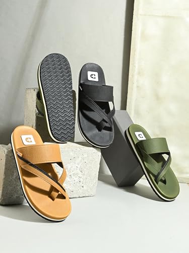 Image of Men's Comfort Slippers with Cross Strap Design | Cushioned Footbed & Shock Absorbing Sole | Lightweight Everyday Wear Slippers for Office, Home & Casual Walking