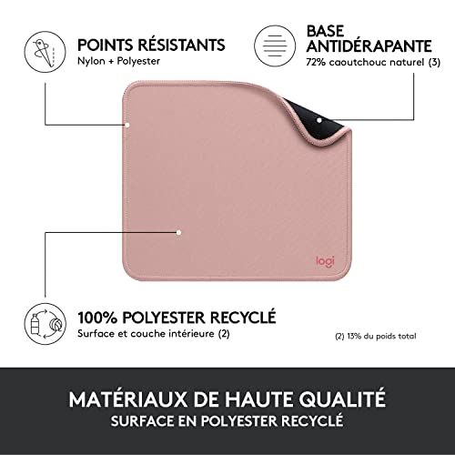 Logitech Mouse Pad - Studio Series, Tapis de Souris d'Ordinateur, Base Caoutchouc Anti-Dérapant, Glissement Facile, Résistant aux Eclaboussures, Durable, Portable, Moderne - Rose