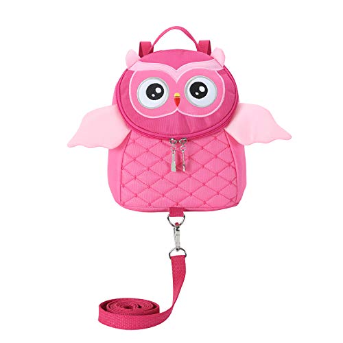 Toddler Girls Boys Cute Owl Backpacks with Safety Leash Kid Child Anti-Lost Bags for 2-5 Years (Owl, Rose)