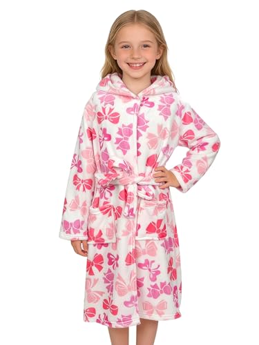 Doctor Unicorn Soft Hooded Rainbow Bathrobe Sleepwear for Girls (Pink Beige Bow 16 Years)